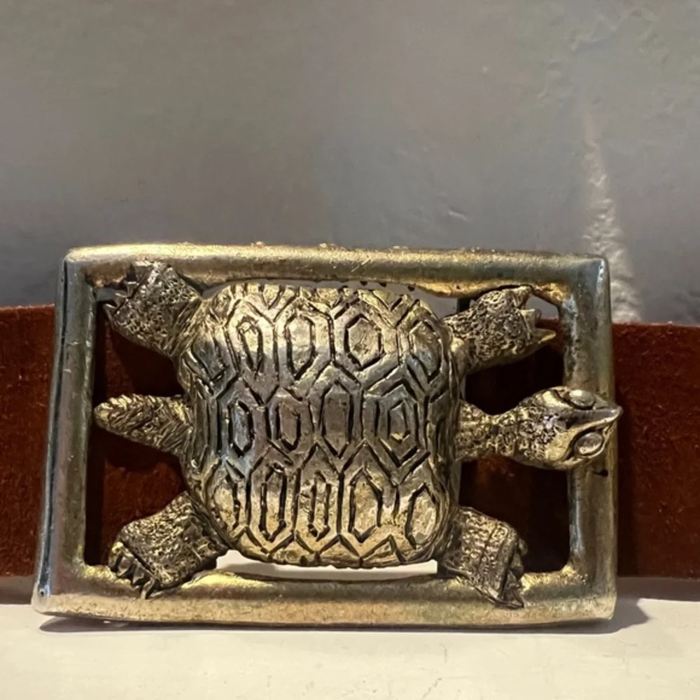 Vintage Turtle Buckle &‎ Suede Belt